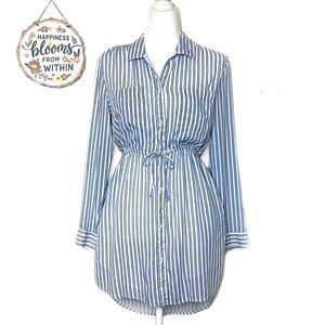 Japna Lightweight Summer Button-up Cinched Tie Waist Dress - Has pockets!